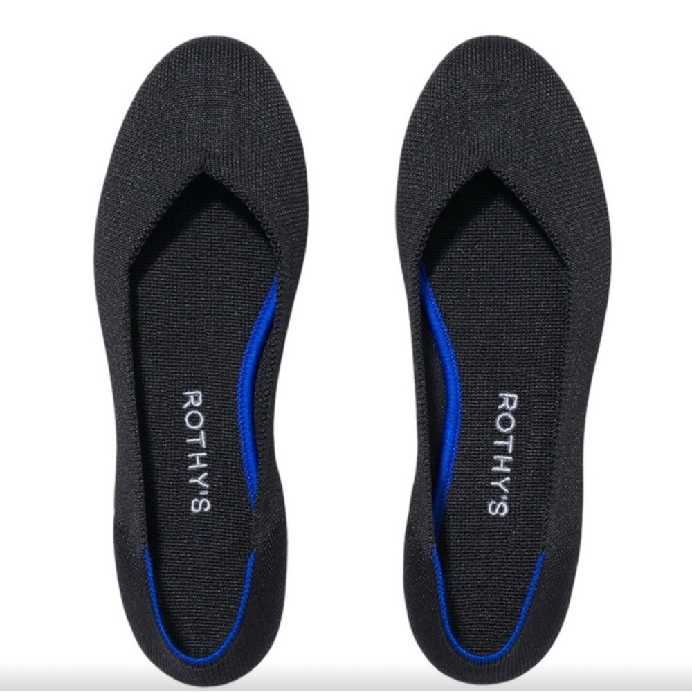 Rothy’s The Flat In Solid Black Round Toe Classic Ballet Flat Woven Size 7.5